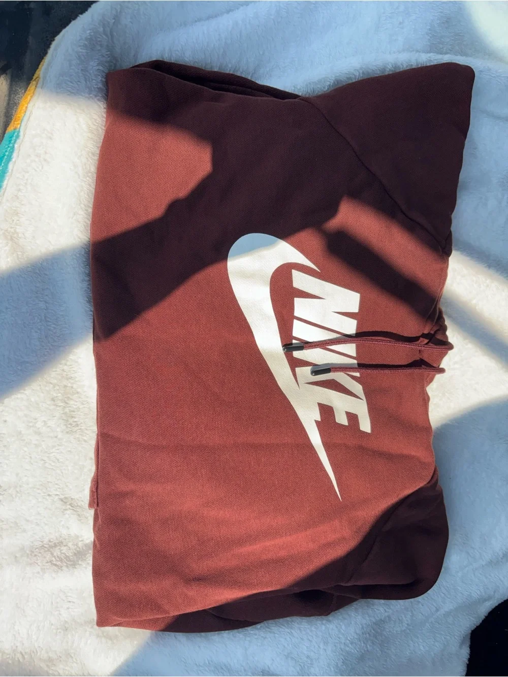 Nike brown Hoodie with White Swoosh